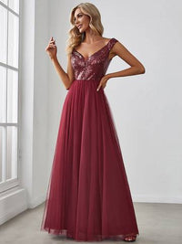 Off Shoulder Tulle & Sequin Sleeveless Evening Dress Dresses Luxurious Weddings