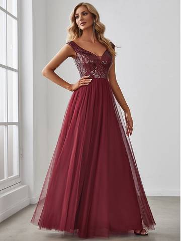 Off Shoulder Tulle & Sequin Sleeveless Evening Dress Dresses Luxurious Weddings