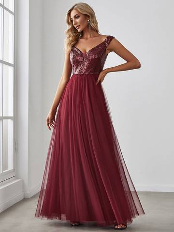 Off Shoulder Tulle & Sequin Sleeveless Evening Dress Dresses Luxurious Weddings