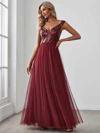 Off Shoulder Tulle & Sequin Sleeveless Evening Dress Dresses Luxurious Weddings
