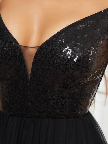 Off Shoulder Tulle & Sequin Sleeveless Evening Dress Dresses Luxurious Weddings