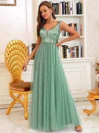 Off Shoulder Tulle & Sequin Sleeveless Evening Dress Dresses Luxurious Weddings