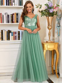 Off Shoulder Tulle & Sequin Sleeveless Evening Dress Dresses Luxurious Weddings