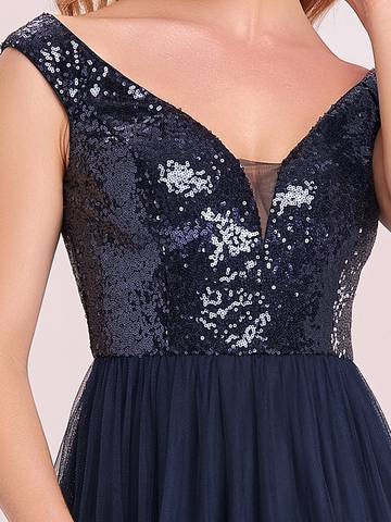 Off Shoulder Tulle & Sequin Sleeveless Evening Dress Dresses Luxurious Weddings