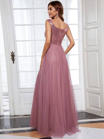 Off Shoulder Tulle & Sequin Sleeveless Evening Dress Dresses Luxurious Weddings