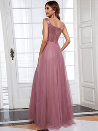 Off Shoulder Tulle & Sequin Sleeveless Evening Dress Dresses Luxurious Weddings