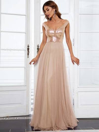 Off Shoulder Tulle & Sequin Sleeveless Evening Dress Dresses Luxurious Weddings
