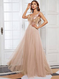 Off Shoulder Tulle & Sequin Sleeveless Evening Dress Dresses Luxurious Weddings