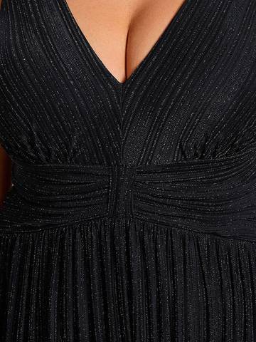 Plus Glittery Pleated Empire Waist Sleeveless Formal Evening Dress Evening Dress Luxurious Weddings