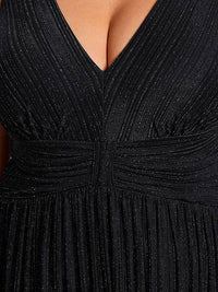 Plus Glittery Pleated Empire Waist Sleeveless Formal Evening Dress Evening Dress Luxurious Weddings