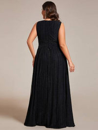 Plus Glittery Pleated Empire Waist Sleeveless Formal Evening Dress Evening Dress Luxurious Weddings