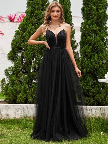 Spaghetti Straps Sleeveless Tulle Pearl Beaded Wedding Dress Wedding Dress Luxurious Weddings