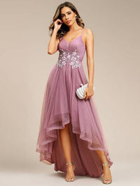 High Low Mesh Appliques Prom Dresses Prom Dress Luxurious Weddings