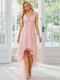 High Low Mesh Appliques Prom Dresses Prom Dress Luxurious Weddings