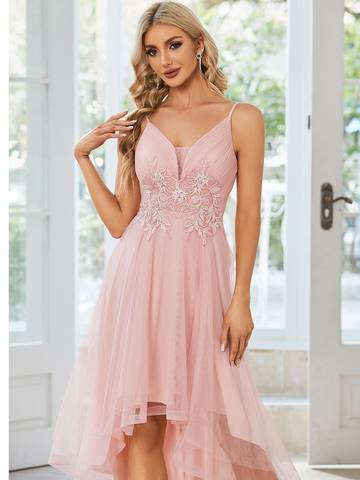 High Low Mesh Appliques Prom Dresses Prom Dress Luxurious Weddings