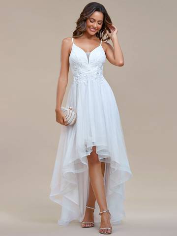 High Low Mesh Appliques Prom Dresses Prom Dress Luxurious Weddings