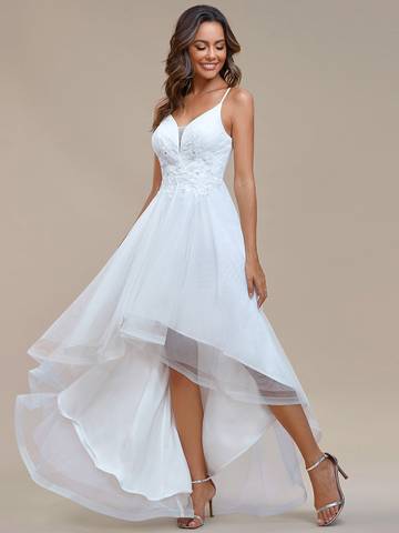 High Low Mesh Appliques Prom Dresses Prom Dress Luxurious Weddings