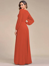 Floor Length Long Lantern Sleeves Formal Dresses Bridesmaid Dresses Luxurious Weddings