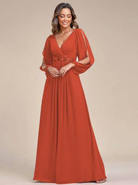 Floor Length Long Lantern Sleeves Formal Dresses Bridesmaid Dresses Luxurious Weddings