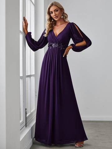 Floor Length Long Lantern Sleeves Formal Dresses Evening Dress Luxurious Weddings