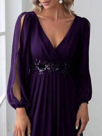 Floor Length Long Lantern Sleeves Formal Dresses Bridesmaid Dresses Luxurious Weddings
