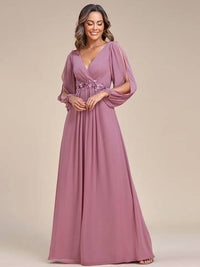 Floor Length Long Lantern Sleeves Formal Dresses Bridesmaid Dresses Luxurious Weddings