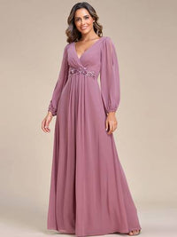 Floor Length Long Lantern Sleeves Formal Dresses Bridesmaid Dresses Luxurious Weddings