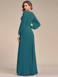 Floor Length Long Lantern Sleeves Formal Dresses Evening Dress Luxurious Weddings