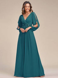 Floor Length Long Lantern Sleeves Formal Dresses Bridesmaid Dresses Luxurious Weddings