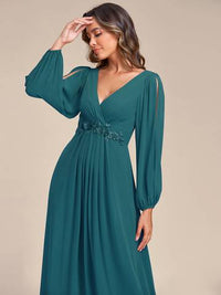 Floor Length Long Lantern Sleeves Formal Dresses Bridesmaid Dresses Luxurious Weddings