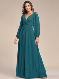 Floor Length Long Lantern Sleeves Formal Dresses Bridesmaid Dresses Luxurious Weddings