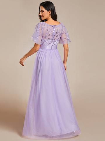 Sequin Print Floor-length Evening Dresses with Cap Sleeve Bridesmaid Dresses Luxurious Weddings