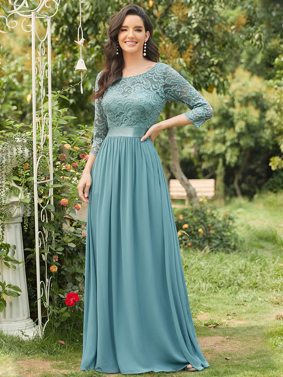 Elegant Empire Waist Bridesmaid Dresses with Long Lace Sleeve Bridesmaid Dresses Luxurious Weddings