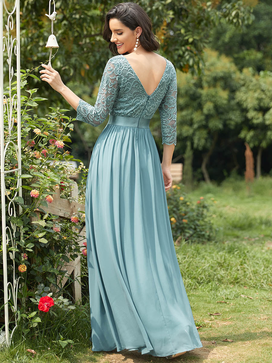 Elegant Empire Waist Bridesmaid Dresses with Long Lace Sleeve Bridesmaid Dresses Luxurious Weddings