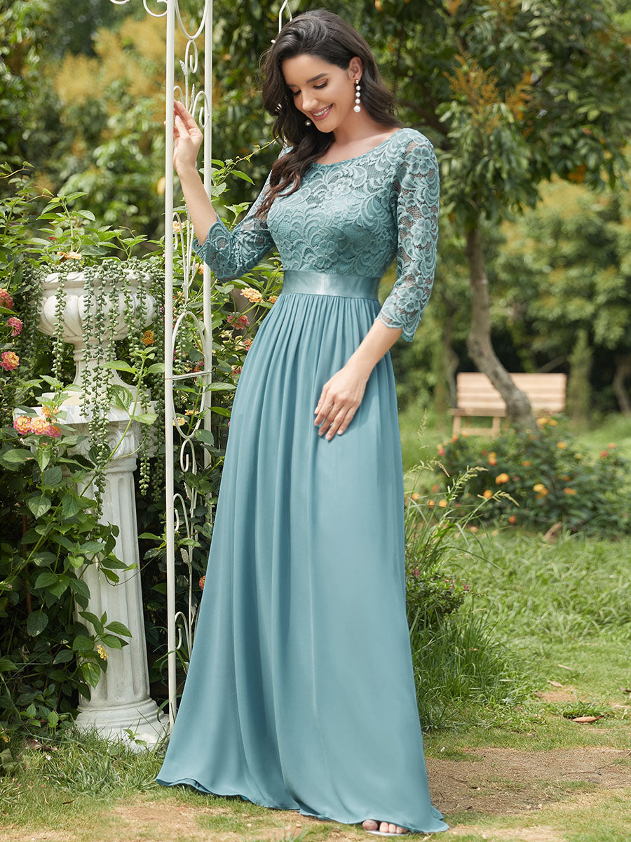 Elegant Empire Waist Bridesmaid Dresses with Long Lace Sleeve Bridesmaid Dresses Luxurious Weddings