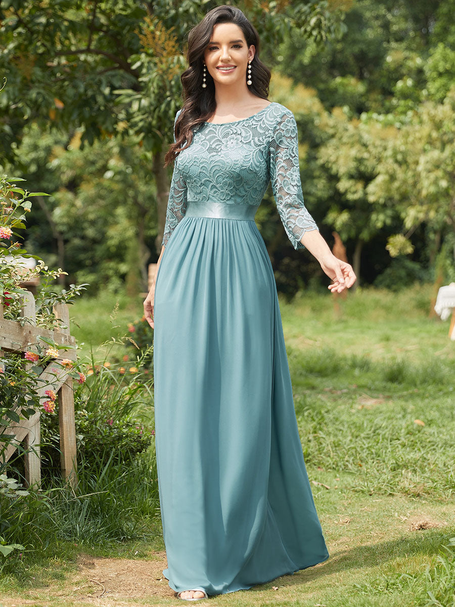 Elegant Empire Waist Bridesmaid Dresses with Long Lace Sleeve Bridesmaid Dresses Luxurious Weddings