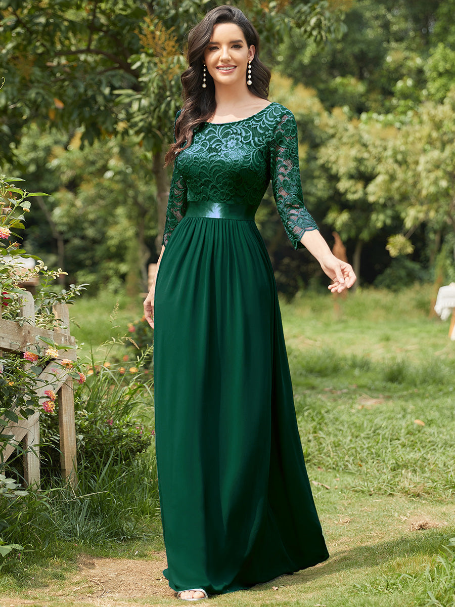 Elegant Empire Waist Bridesmaid Dresses with Long Lace Sleeve Bridesmaid Dresses Luxurious Weddings