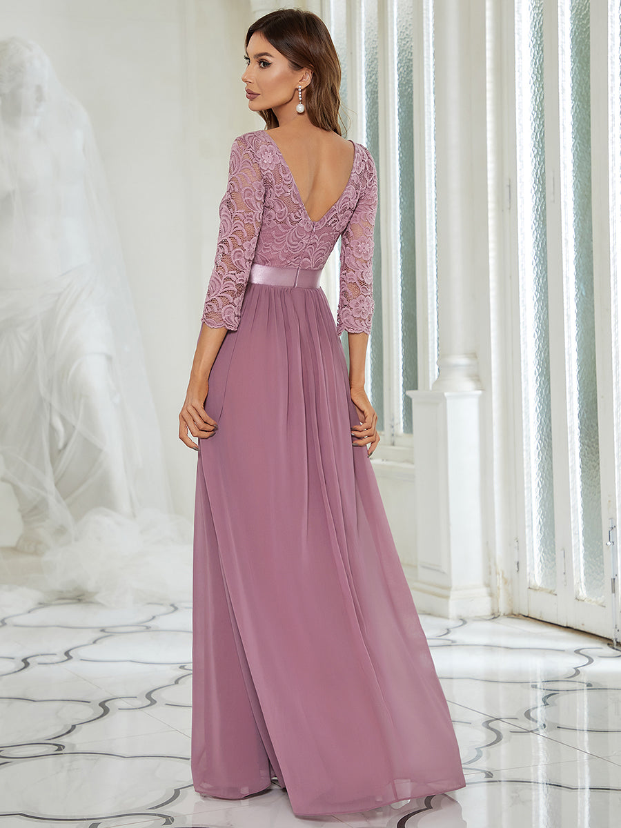 Elegant Empire Waist Bridesmaid Dresses with Long Lace Sleeve Bridesmaid Dresses Luxurious Weddings