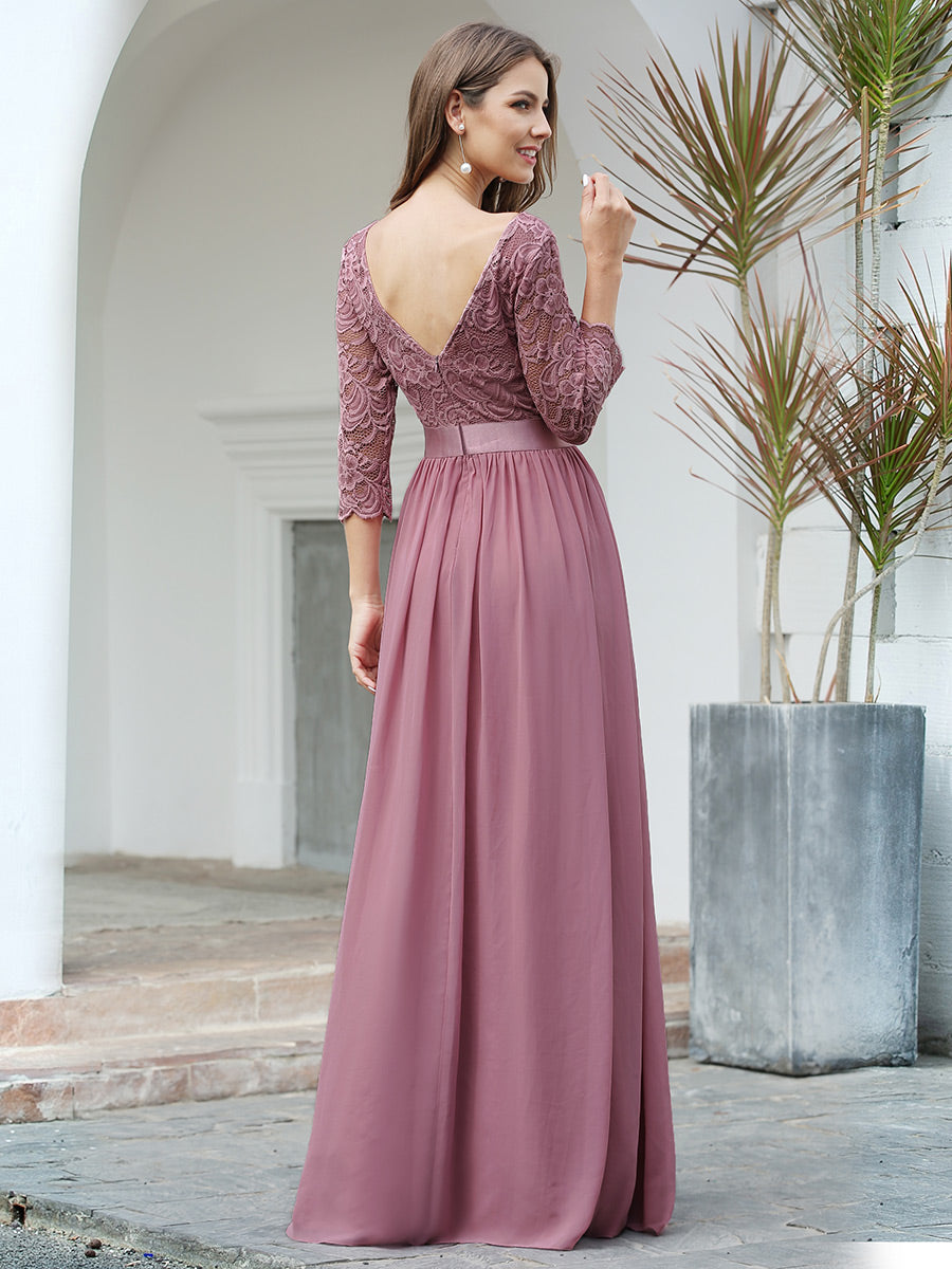 Elegant Empire Waist Bridesmaid Dresses with Long Lace Sleeve Bridesmaid Dresses Luxurious Weddings