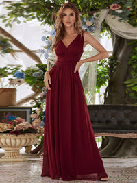 Elegant Double V-Neck Maxi Long Bridesmaid Dresses Bridesmaid Dresses Luxurious Weddings
