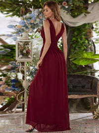 Elegant Double V-Neck Maxi Long Bridesmaid Dresses Bridesmaid Dresses Luxurious Weddings