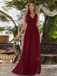 Elegant Double V-Neck Maxi Long Bridesmaid Dresses Bridesmaid Dresses Luxurious Weddings
