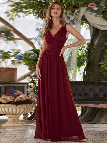 Double V-Neck Elegant Maxi Long Evening Dresses Evening Dress Luxurious Weddings
