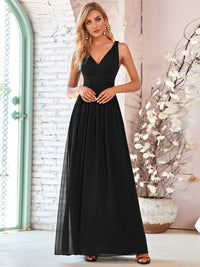 Elegant Double V-Neck Maxi Long Bridesmaid Dresses Bridesmaid Dresses Luxurious Weddings