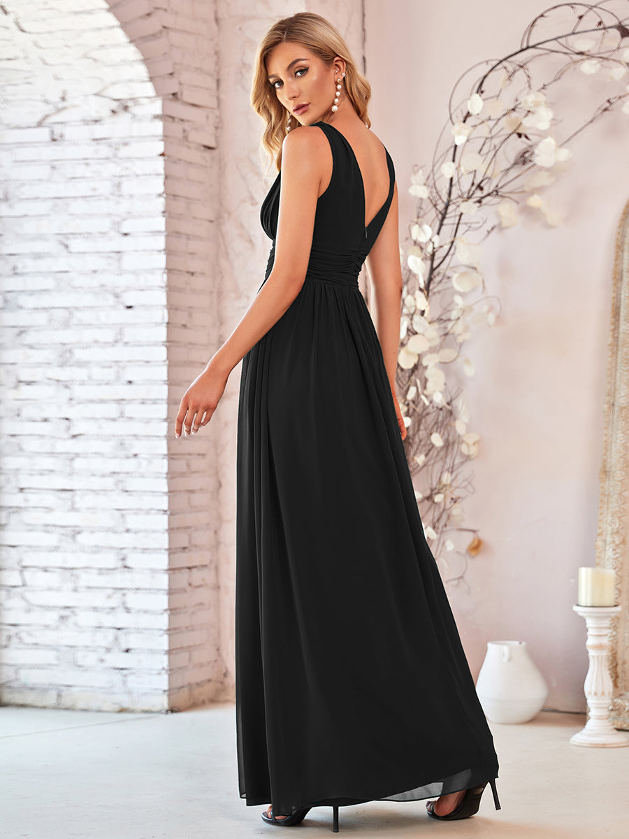 Elegant Double V-Neck Maxi Long Bridesmaid Dresses Bridesmaid Dresses Luxurious Weddings
