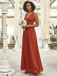 Elegant Double V-Neck Maxi Long Bridesmaid Dresses Bridesmaid Dresses Luxurious Weddings