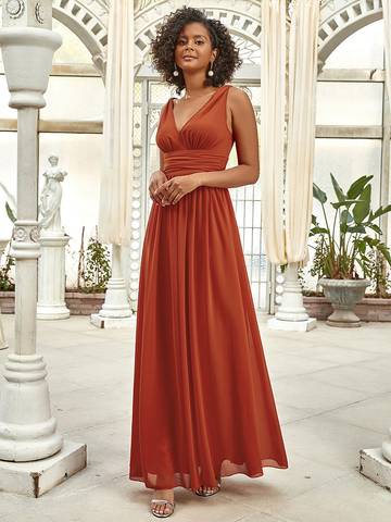 Double V-Neck Elegant Maxi Long Evening Dresses Evening Dress Luxurious Weddings