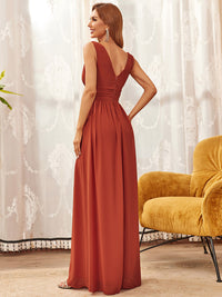 Elegant Double V-Neck Maxi Long Bridesmaid Dresses Bridesmaid Dresses Luxurious Weddings