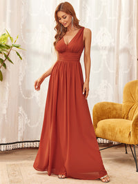 Elegant Double V-Neck Maxi Long Bridesmaid Dresses Bridesmaid Dresses Luxurious Weddings