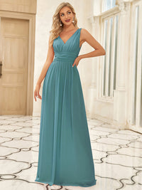 Elegant Double V-Neck Maxi Long Bridesmaid Dresses Bridesmaid Dresses Luxurious Weddings